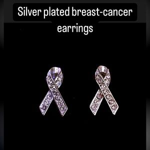 Silver plated breast cancer earrings